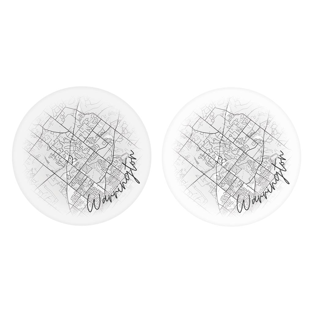 Minimalistic B&W Pennsylvania Warrington Circle Map | Absorbent Car Coasters | Set of 2 | Min 4