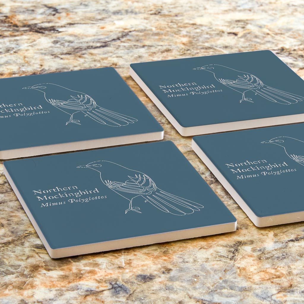 Modern Minimalist Arkansas Mockingbird | Absorbent Coasters | Set of 4 | Min 2