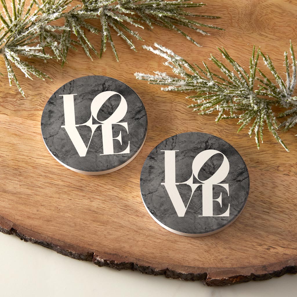 Minimalistic B&W Pennsylvania Love Dark | Absorbent Car Coasters | Set of 2 | Min 4