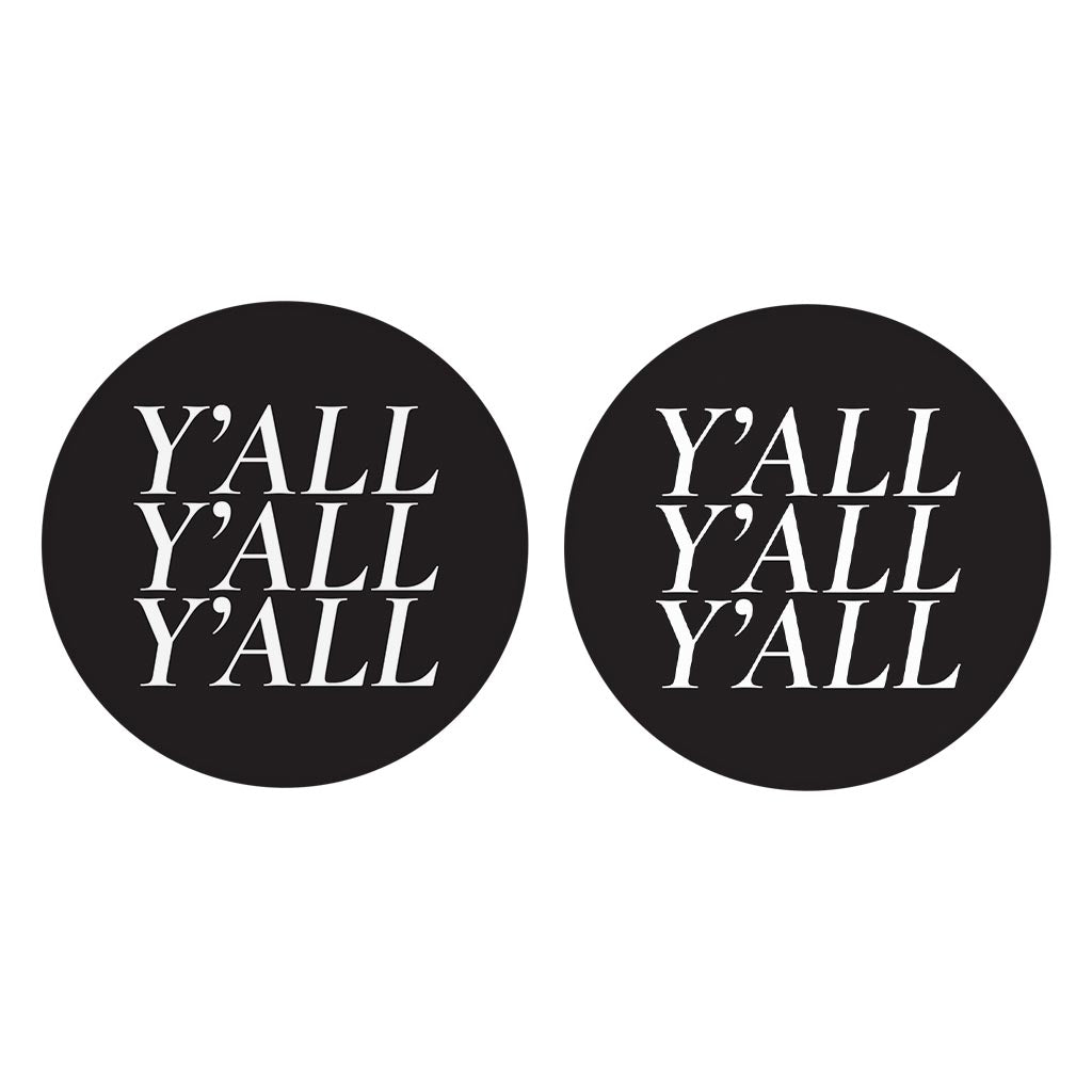 Minimalistic B&W Texas Yall | Absorbent Car Coasters | Set of 2 | Min 4