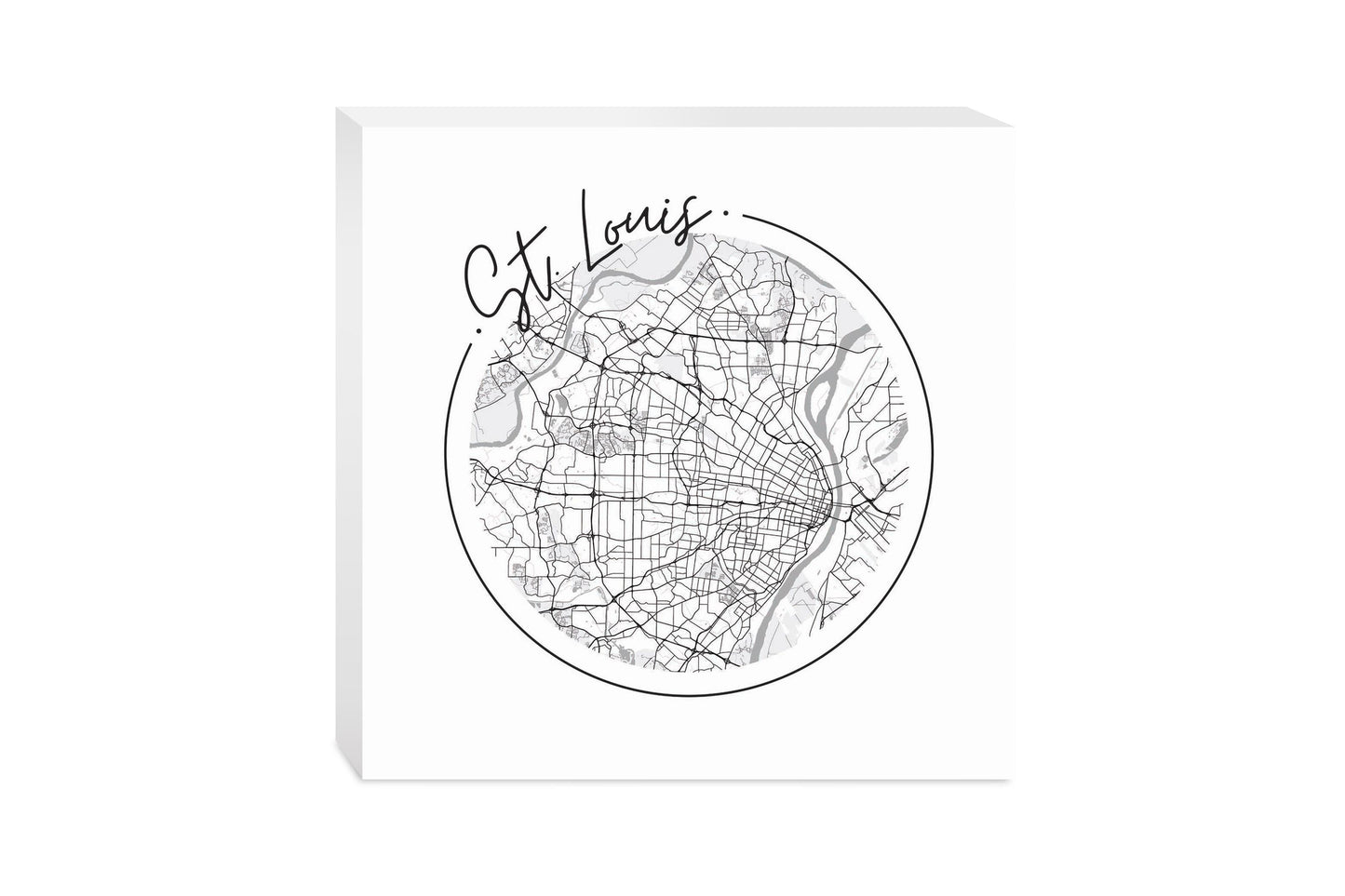 Minimalist B&W Missouri St Louis Circle Map | Wood Block | Eaches | Min 2
