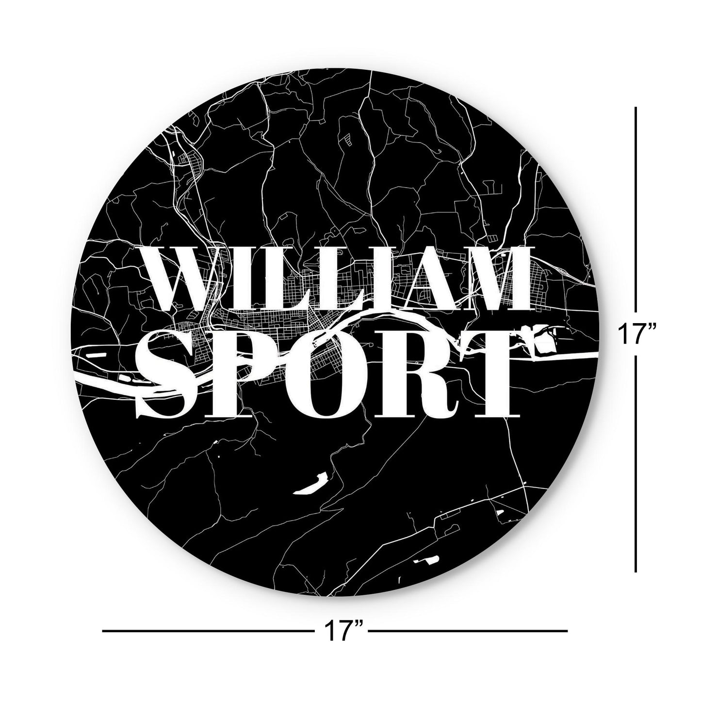 Minimalistic B&W Pennsylvania Williamsport Map | Wood Sign | Eaches | Min 1