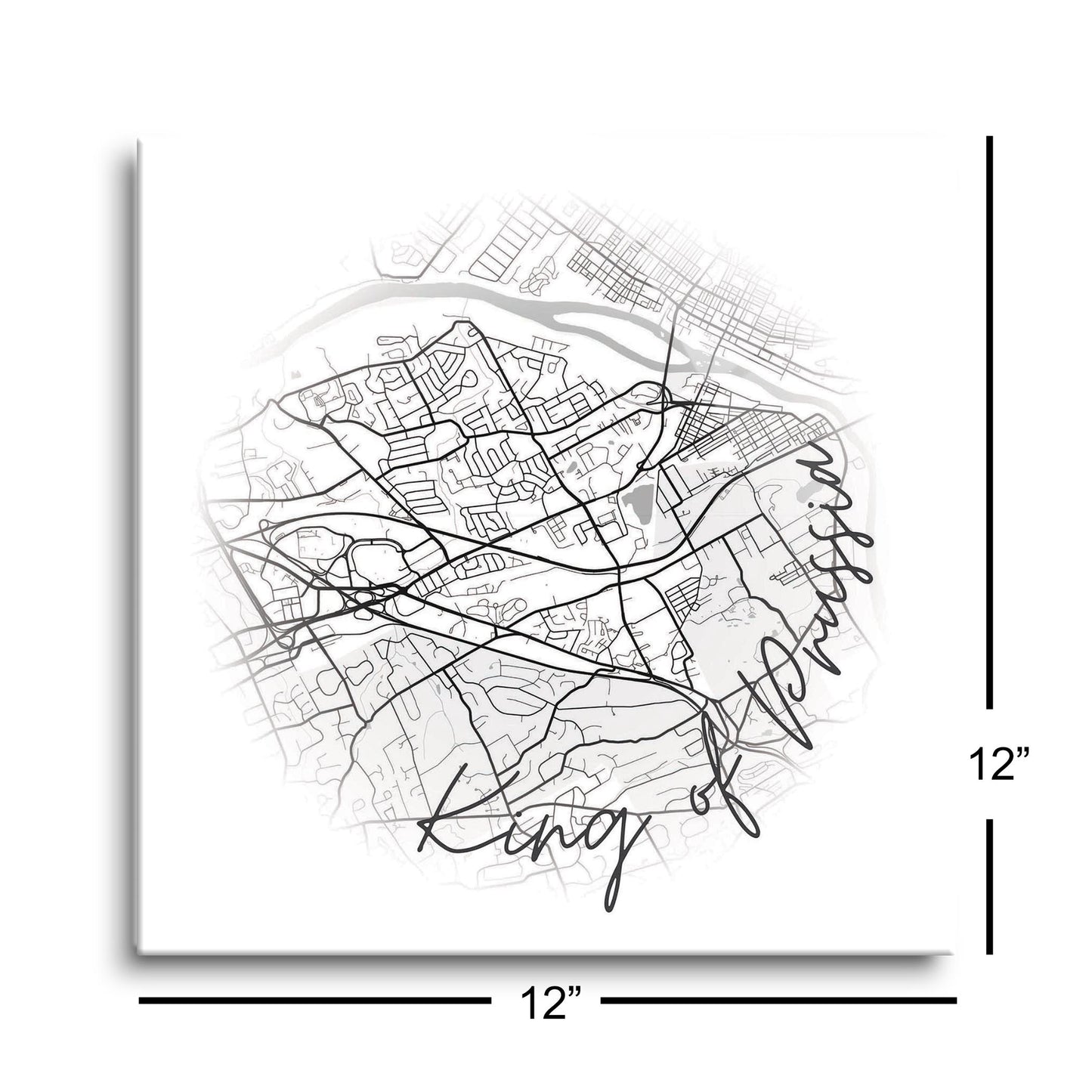 Minimalistic B&W Pennsylvania King Of Prussia Circle Map | Hi-Def Glass Art | Eaches | Min 1