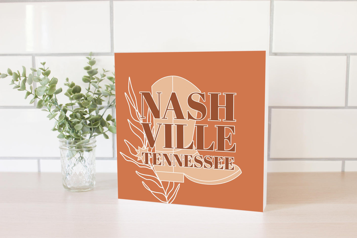 Modern Minimalist Tennessee Nashville Boot | Wood Block | Eaches | Min 2