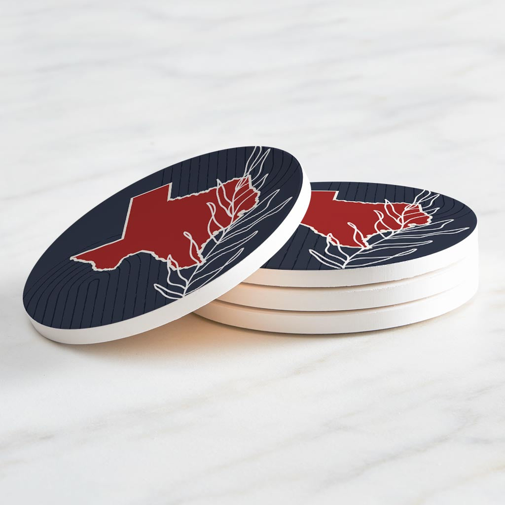 Modern Minimalist Texas Colors Shape Leaf | Absorbent Coasters | Set of 4 | Min 2