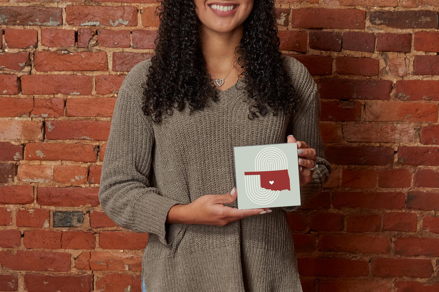 Modern Minimalist Oklahoma Chickasha Heart | Wood Block | Eaches | Min 4
