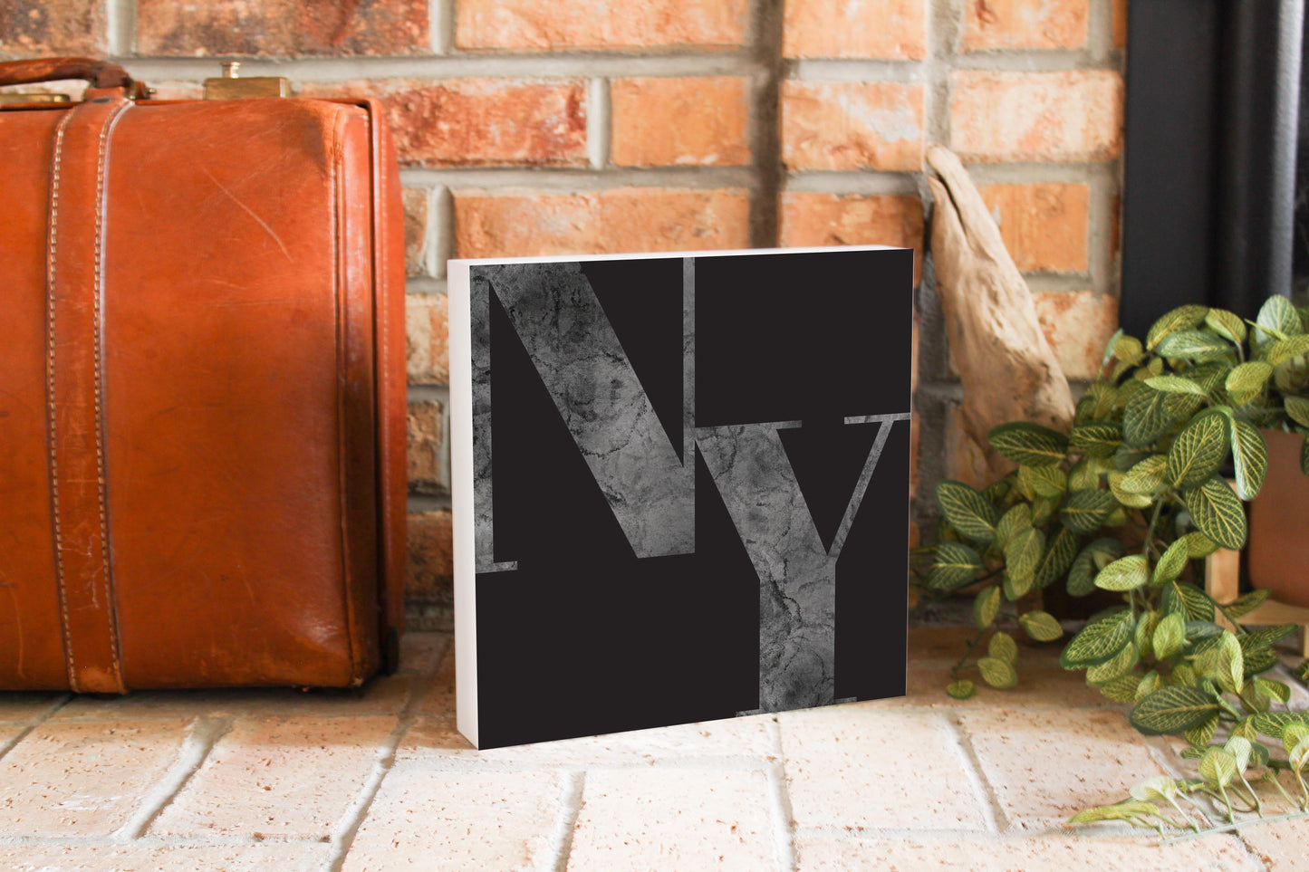 Minimalistic B&W New York Black Initials | Wood Block | Eaches | Min 2