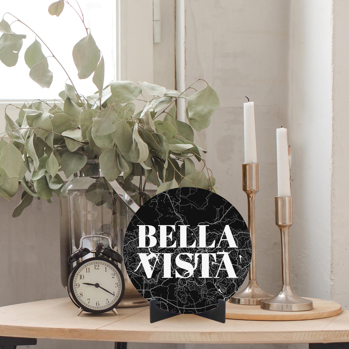 Minimalist B&W Arkansas Bella Vista Map | Wood Sign | Eaches | Min 1