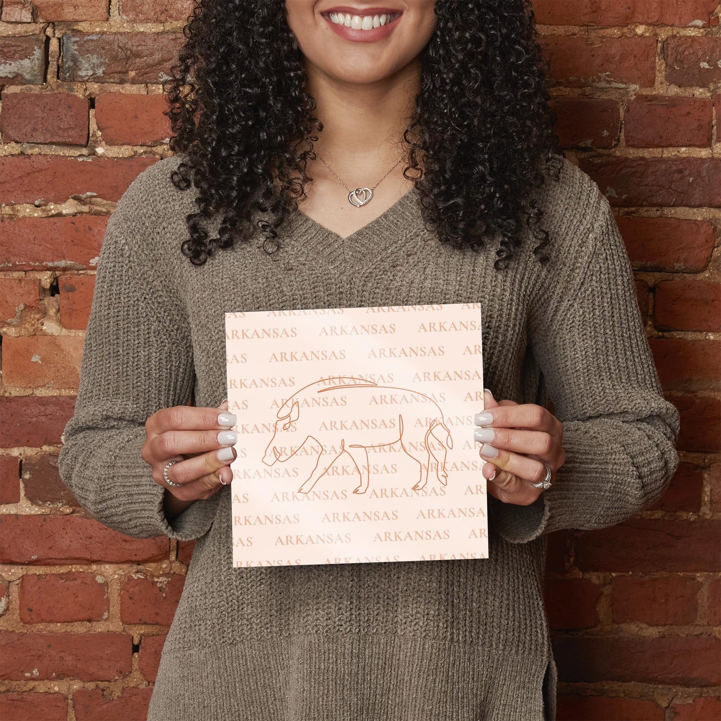 Modern Minimalist Arkansas Hog Line Drawing | Hi-Def Glass Art | Eaches | Min 2