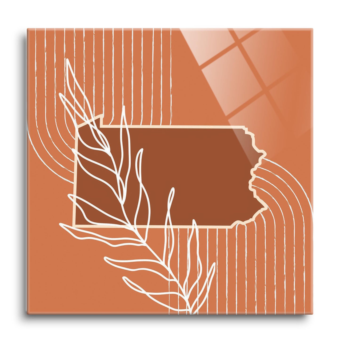 Modern Minimalist Pennsylvania State Leaf | Hi-Def Glass Art | Eaches | Min 1