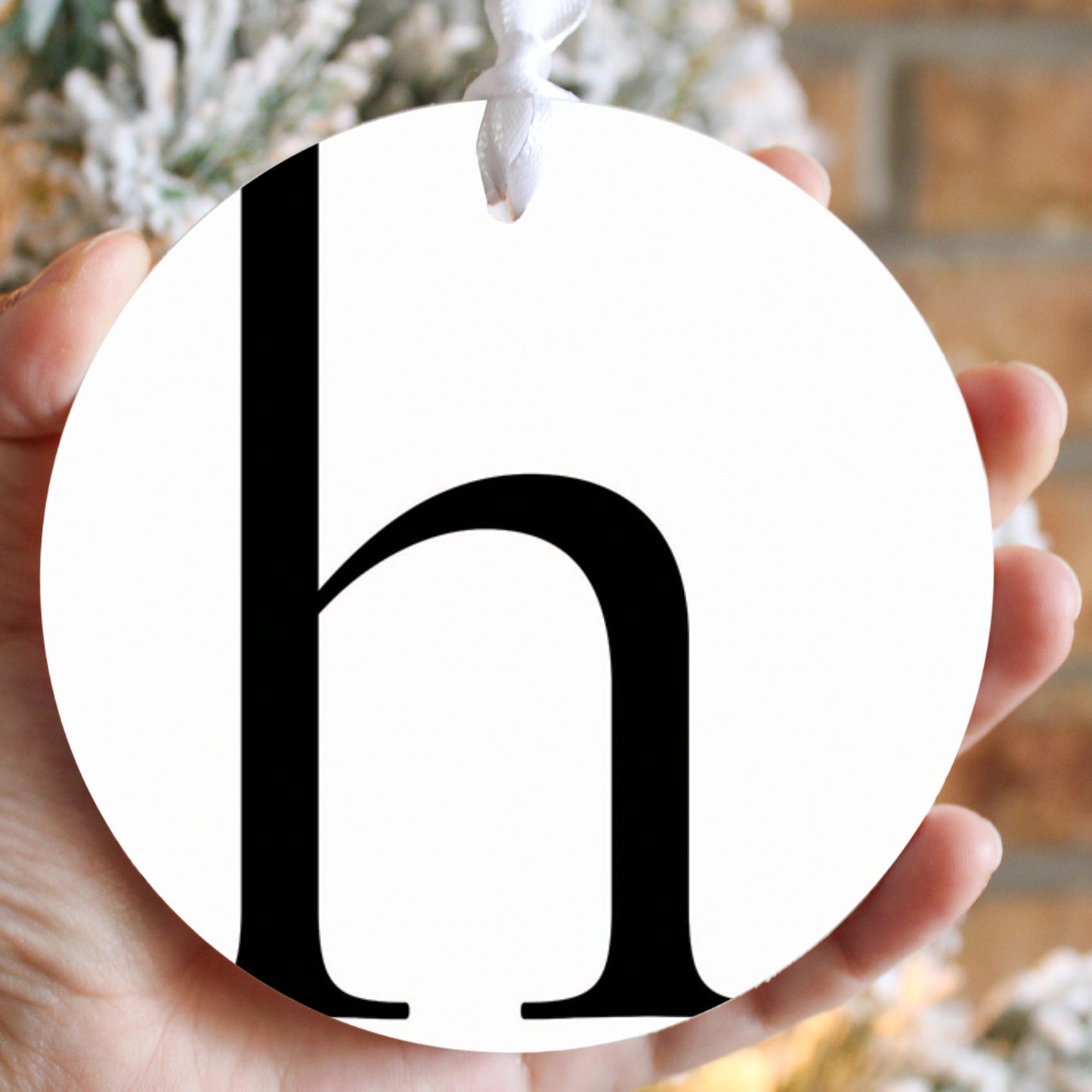 Minimalist Monogram H Circle| Wood Ornament | Eaches | Min 6
