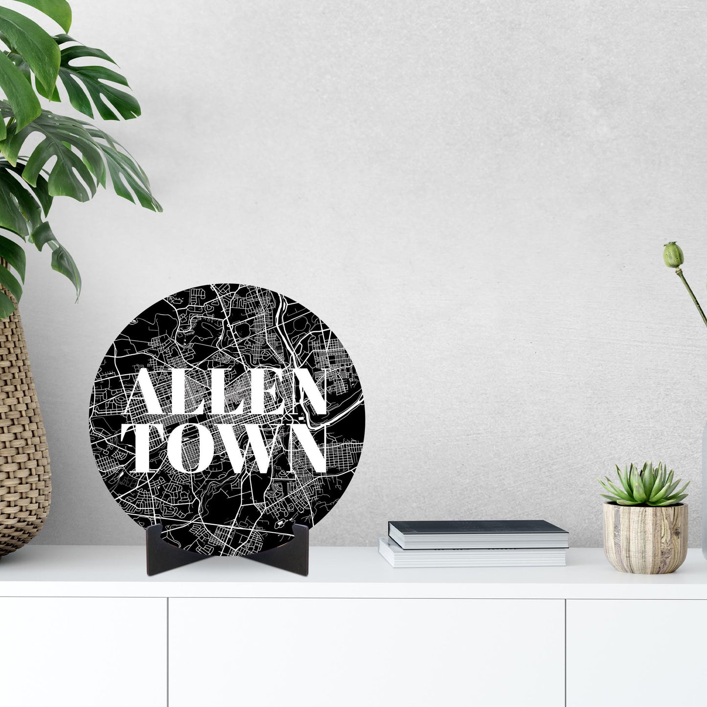 Minimalistic B&W Pennsylvania Allentown Map | Wood Sign | Eaches | Min 1
