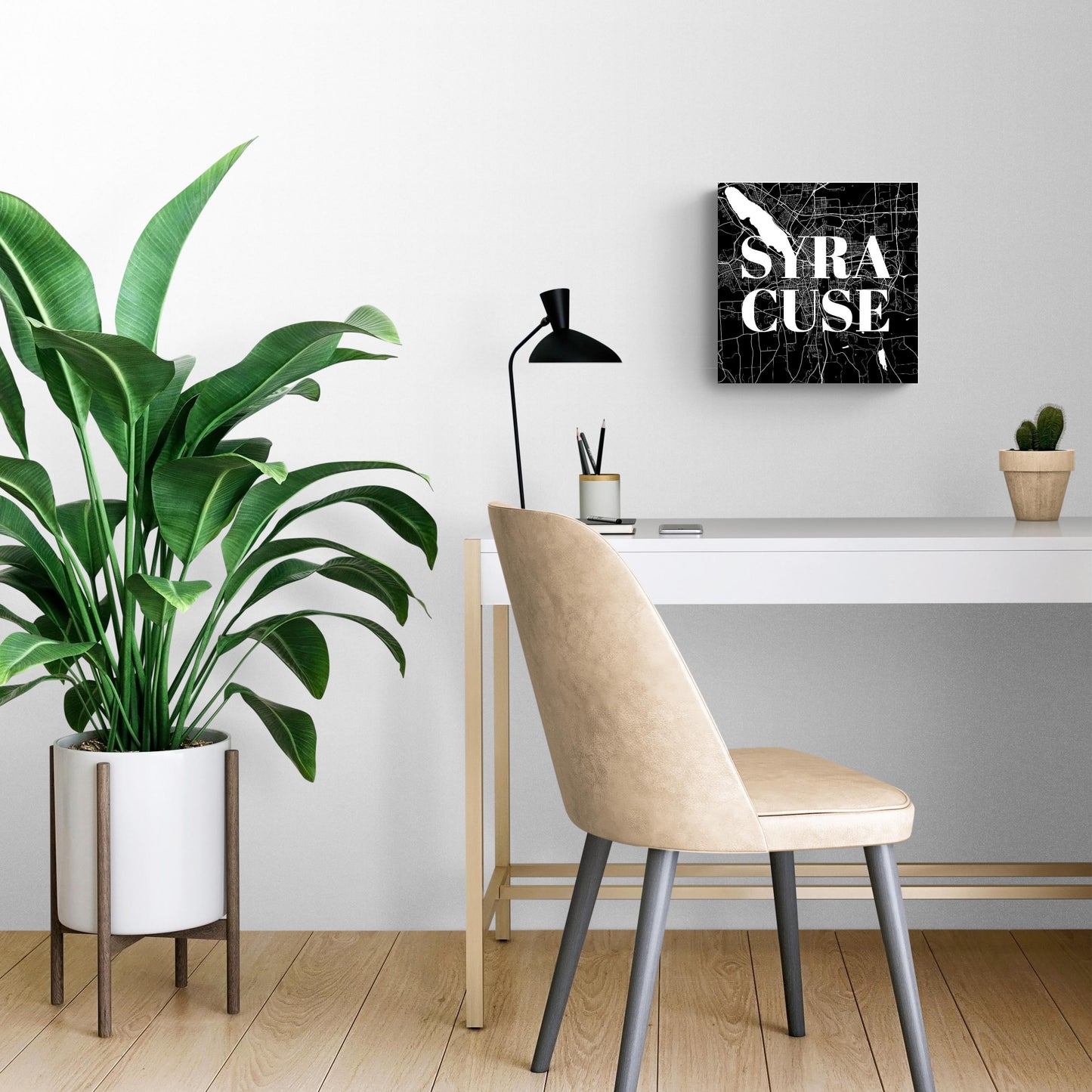 Minimalistic B&W New York Syracuse Map | Wood Sign | Eaches | Min 2