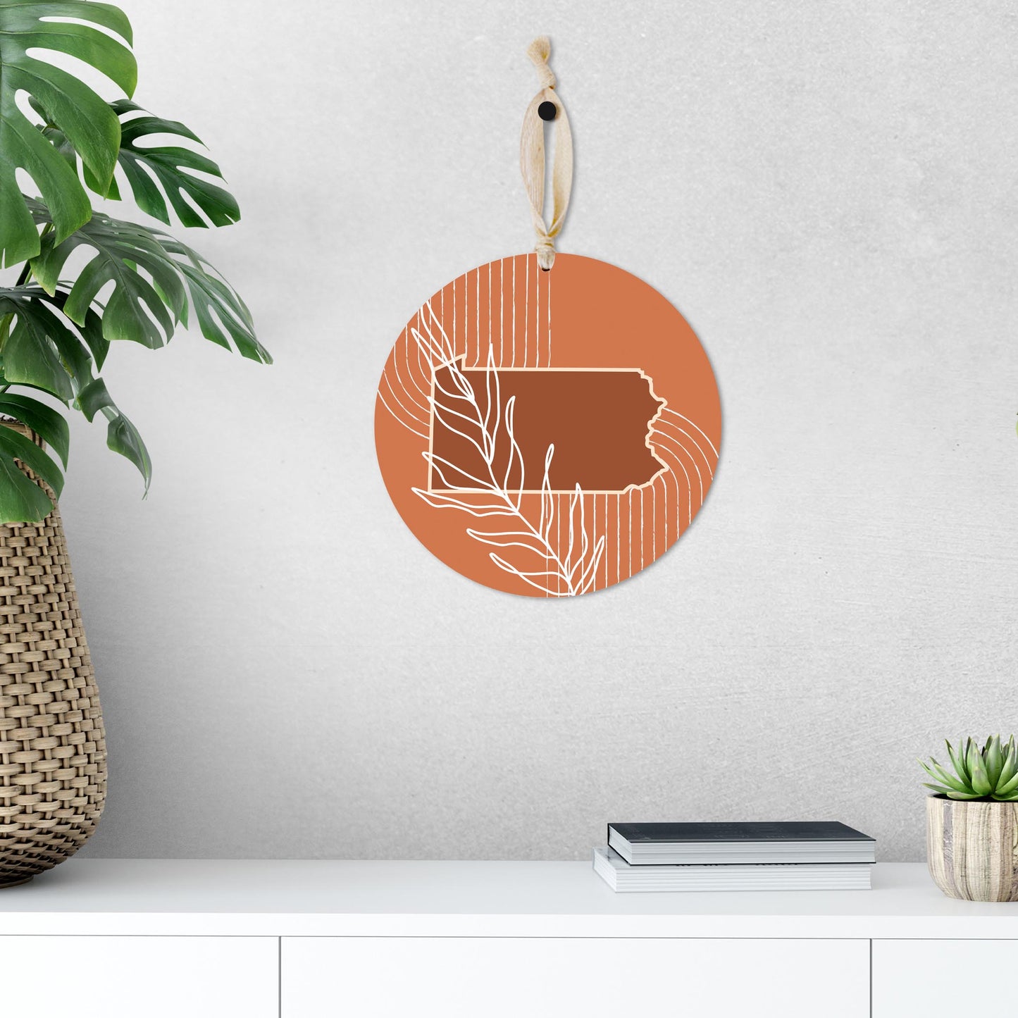 Modern Minimalist Pennsylvania State Leaf | Wood Ornament | Eaches | Min 1