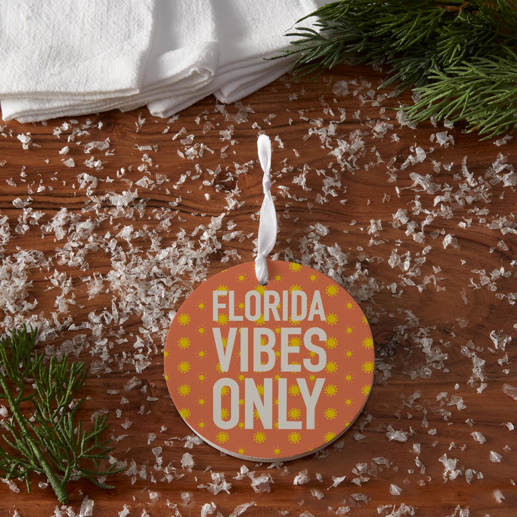Florida Vibes Only | Wood Ornament | Eaches | Min 6