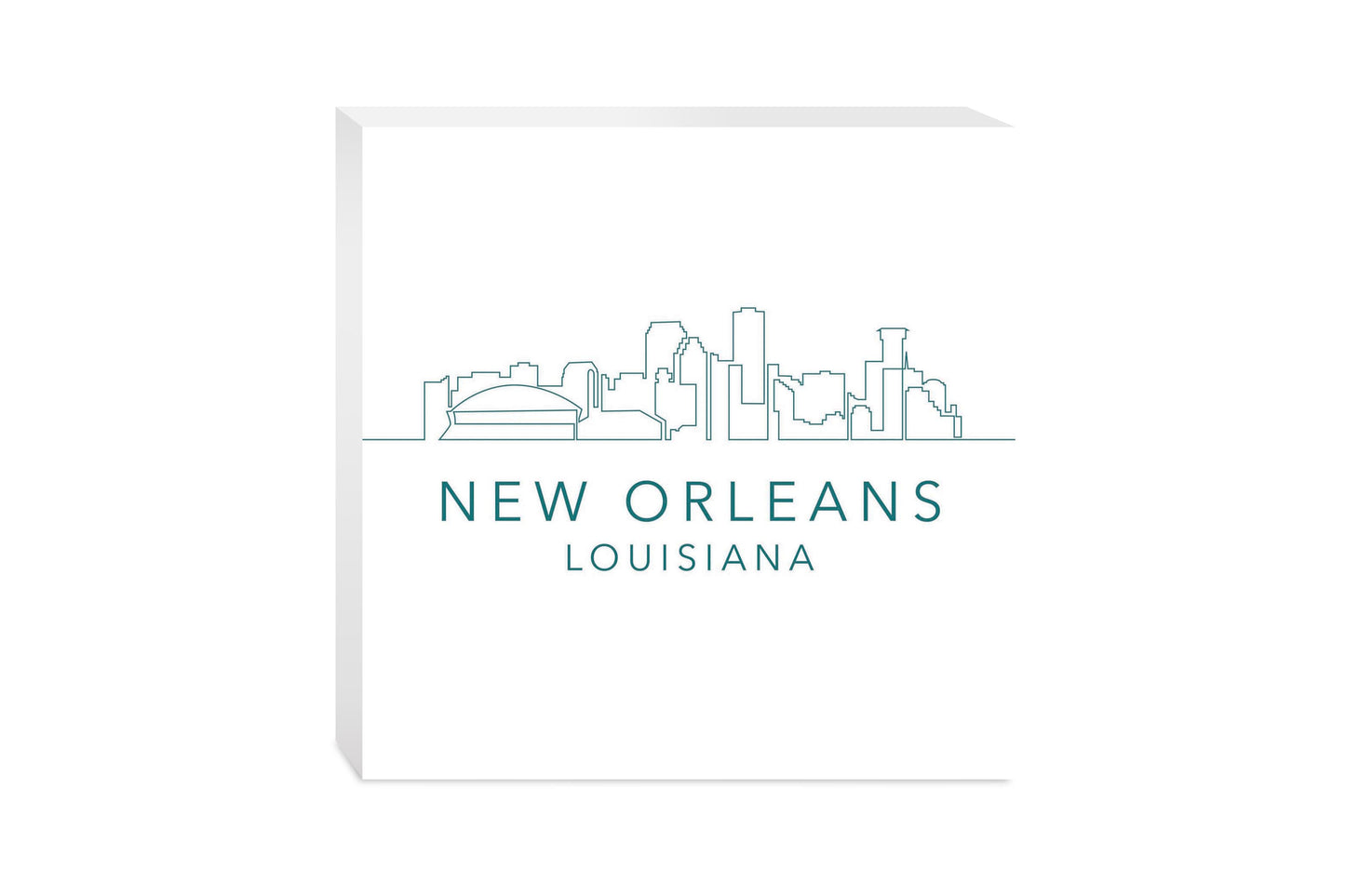 Blue White New Orleans Skyline | Wood Block | Eaches | Min 2