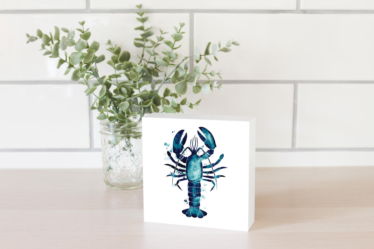 New England Water Color Lobster | Wood Block | Eaches | Min 4