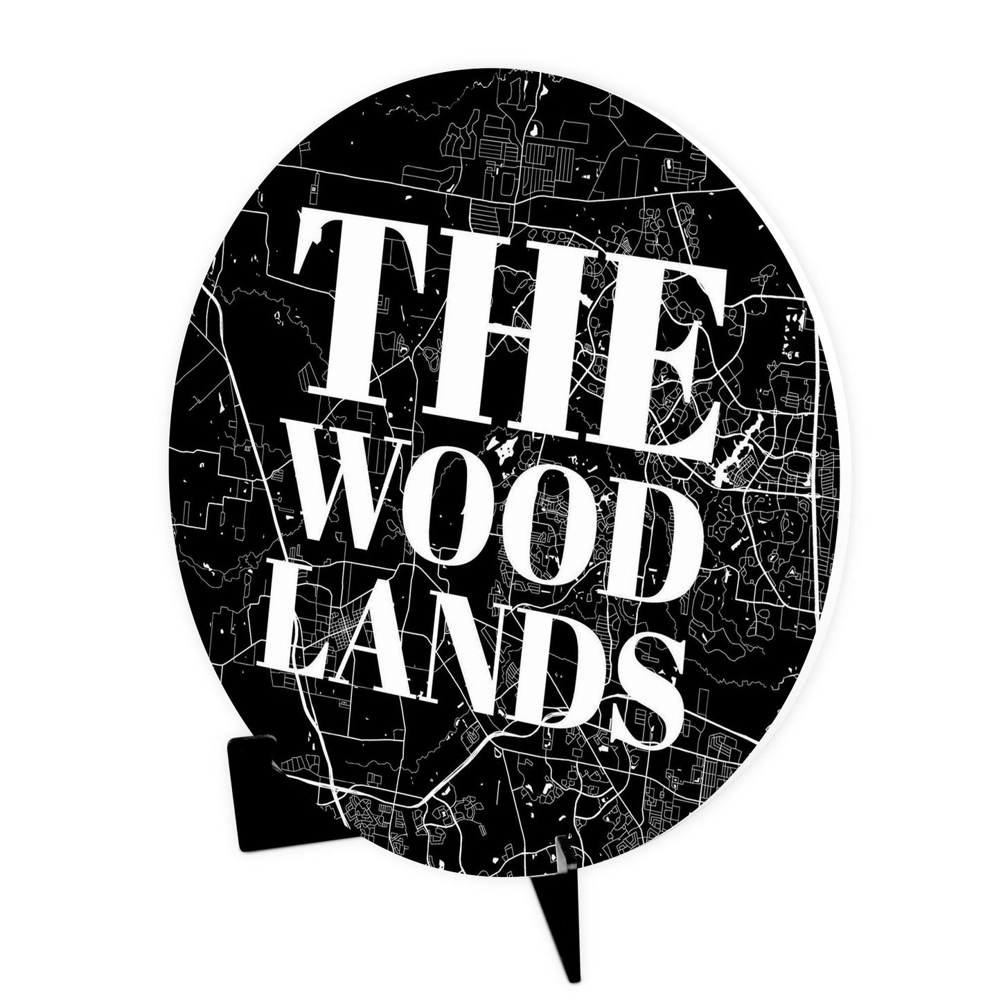 Minimalistic B&W Texas The Woodlands Map | Wood Sign | Eaches | Min 1