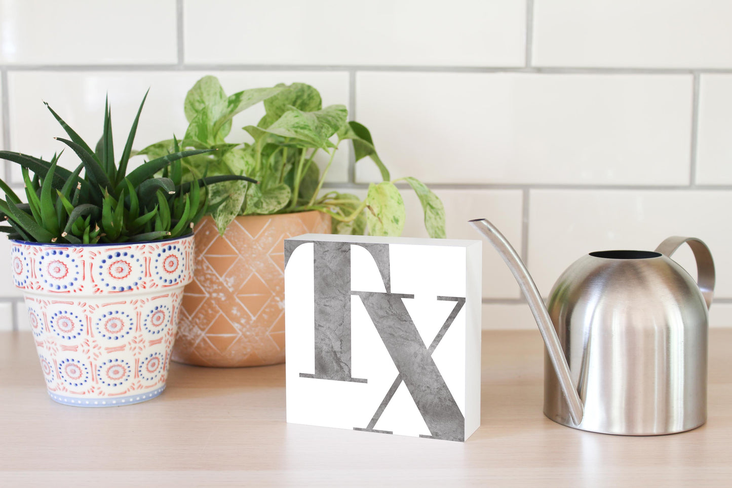Modern White Texas Initials | Wood Block | Eaches | Min 4