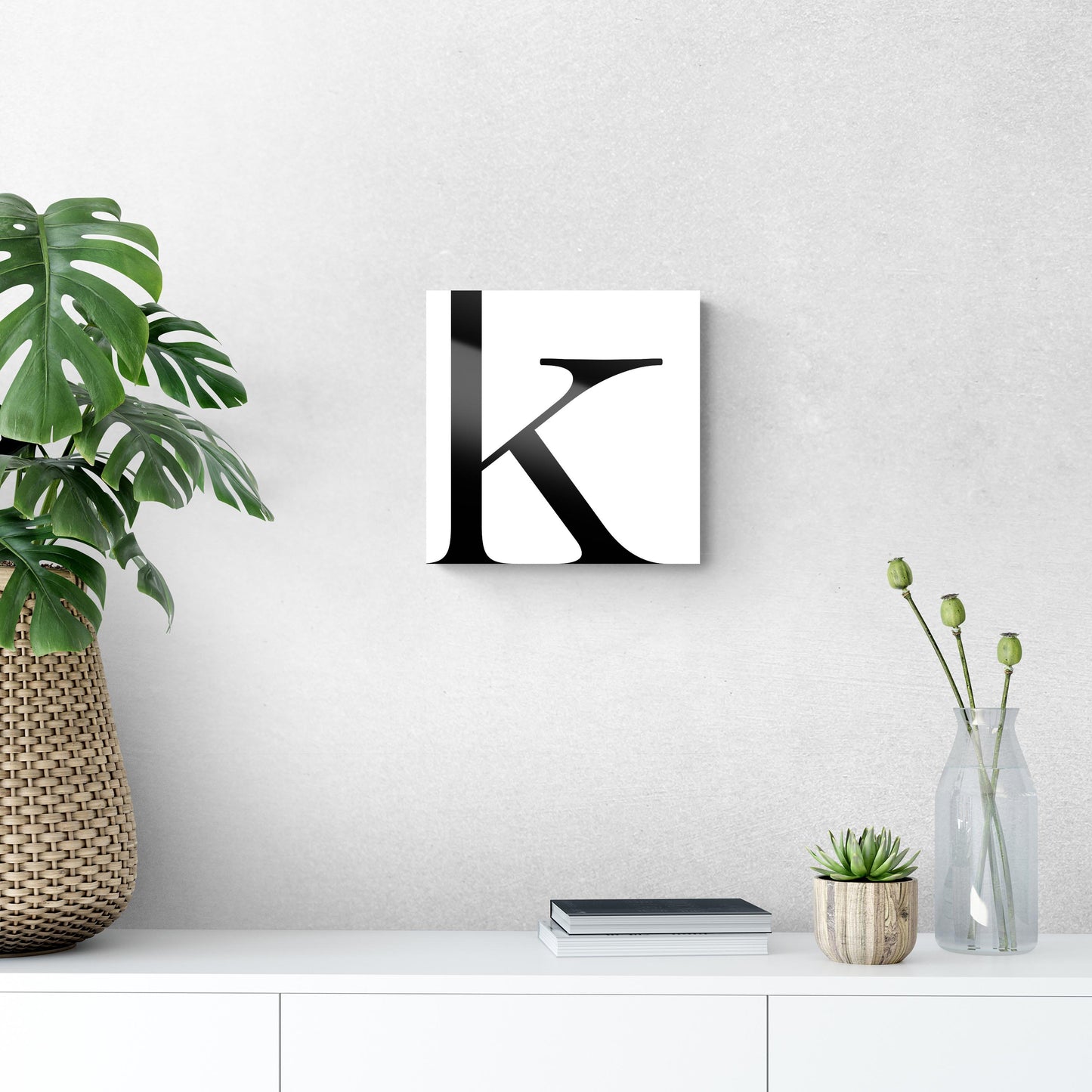Minimal Monogram K | Hi-Def Glass Art | Eaches | Min 1