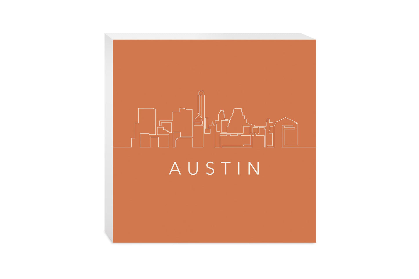 Modern Minimalist Texas Austin Skyline | Wood Block | Eaches | Min 2