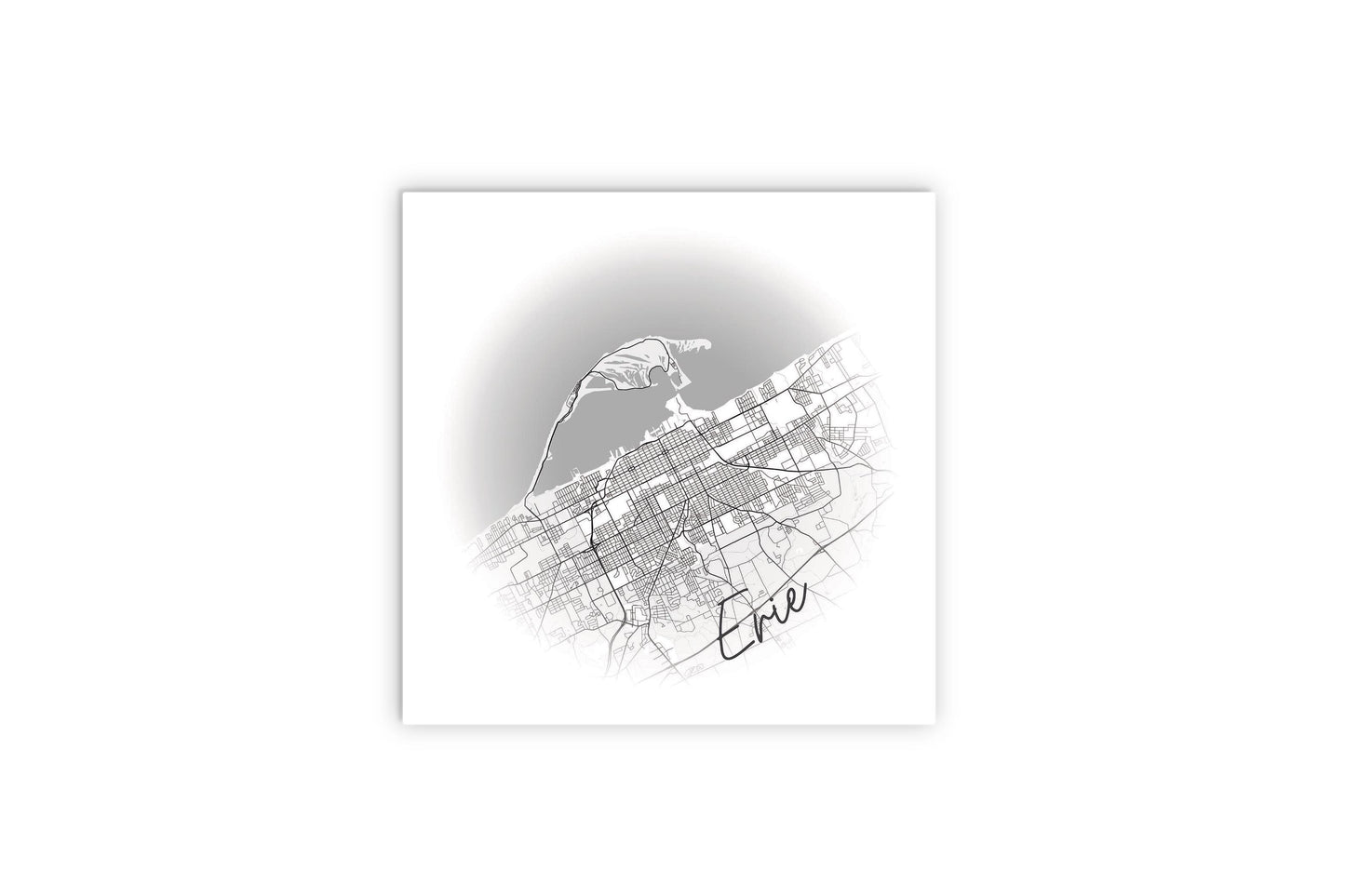 Minimalistic B&W Pennsylvania Erie Circle Map | Wood Sign | Eaches | Min 2