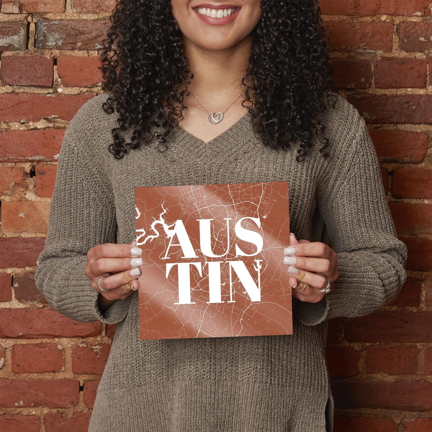 Modern Minimalist Texas Austin Map | Hi-Def Glass Art | Eaches | Min 2