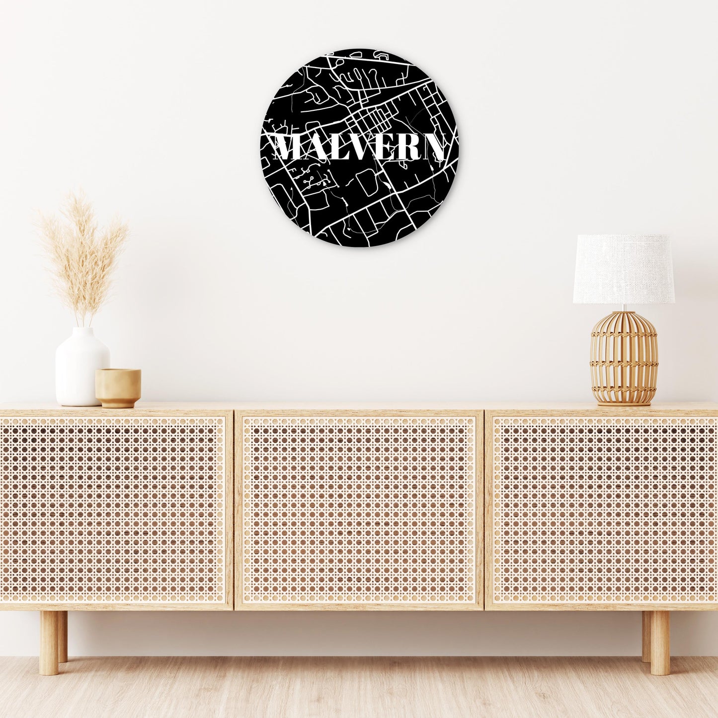 Minimalistic B&W Pennsylvania Malvern Map | Wood Sign | Eaches | Min 1