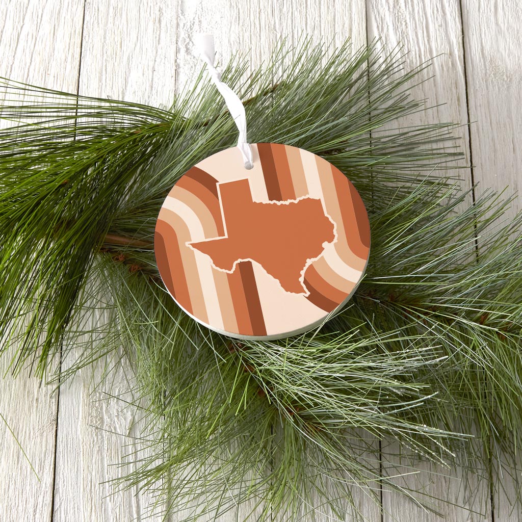 Modern Minimalist Texas State Shape Retro Lines| Wood Ornament | Eaches | Min 6