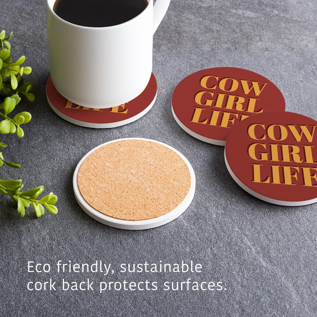 Modern Minimalist Oklahoma Cowgirl Life| Absorbent Coasters | Set of 4 | Min 2