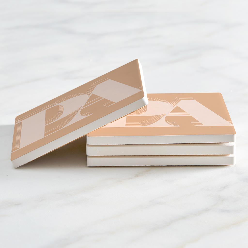 Modern Minimalist Pennsylvania Pa Initials Light | Absorbent Coasters | Set of 4 | Min 2