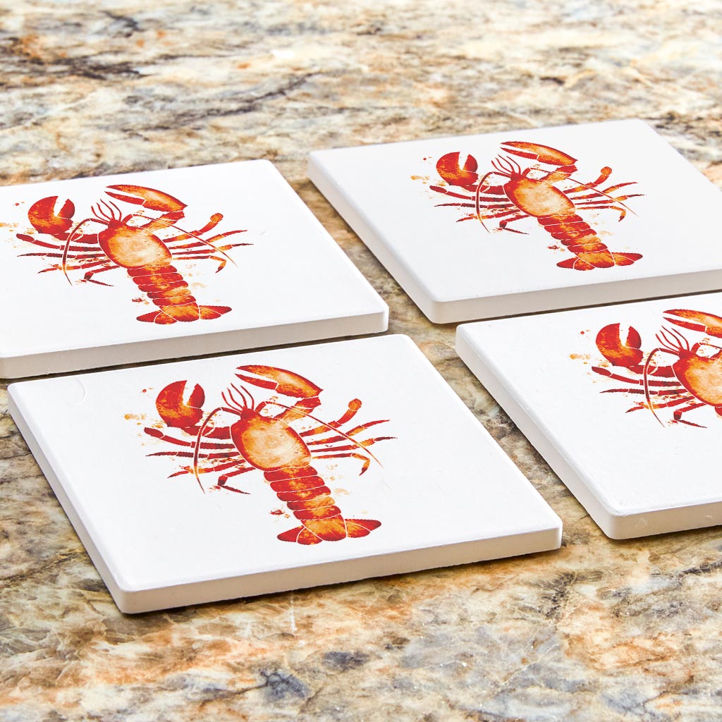 East Coast Water Color Lobster | Absorbent Coasters | Set of 4 | Min 2