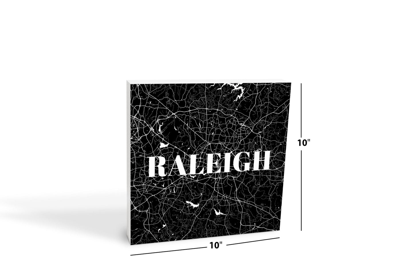 Minimalistic B&W North Carolina Raleigh Map | Wood Block | Eaches | Min 2