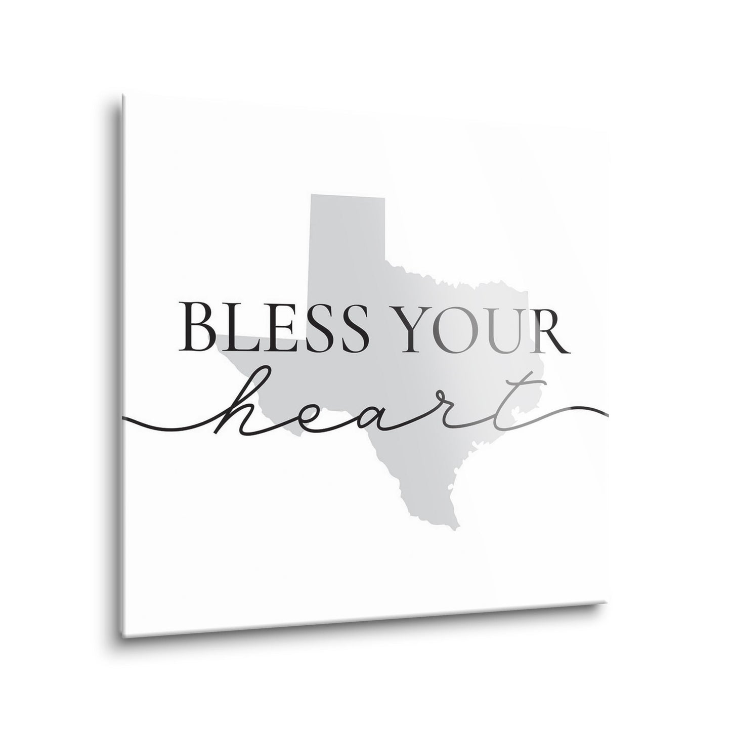 Minimalistic B&W Texas Bless Your Heart | Hi-Def Glass Art | Eaches | Min 2