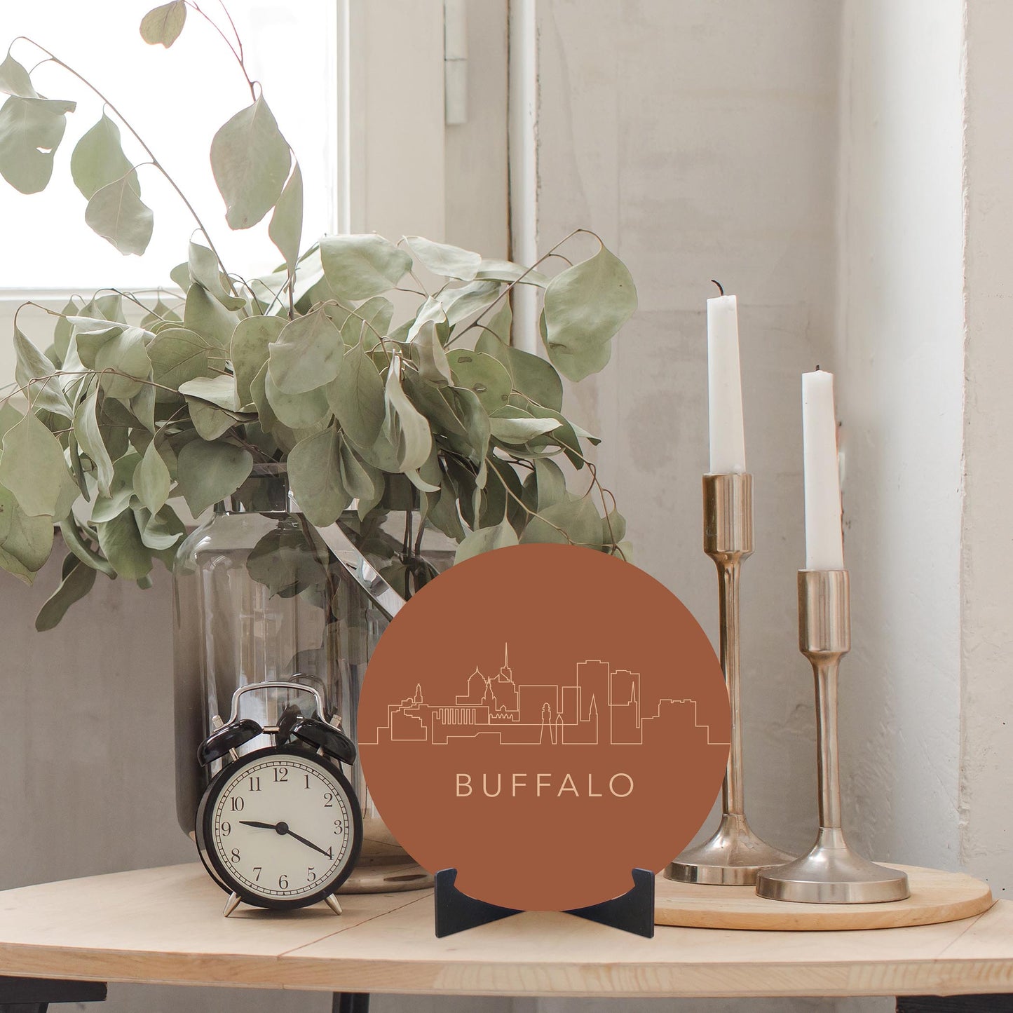 Modern Minimalist New York Buffalo Skyline | Wood Sign | Eaches | Min 1