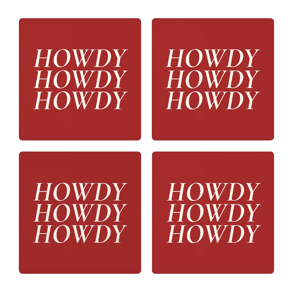 Modern Minimalist Texas Colors Howdy | Absorbent Coasters | Set of 4 | Min 2