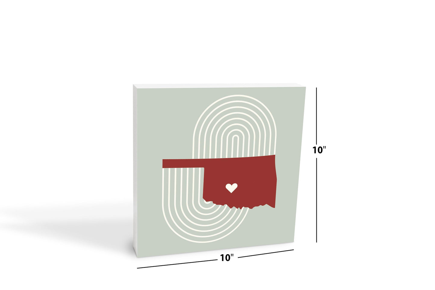 Modern Minimalist Oklahoma Chickasha Heart | Wood Block | Eaches | Min 2