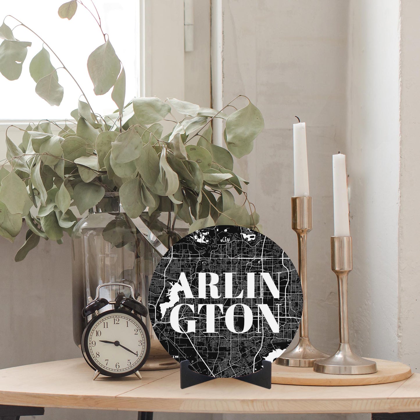Minimalistic B&W Texas Arlington Map | Wood Sign | Eaches | Min 1