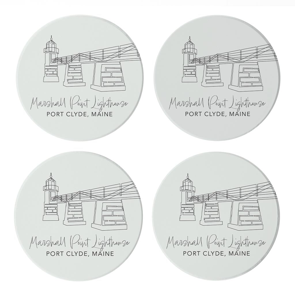 Marshall Point Lighthouse Muted Coastal | Absorbent Coasters | Set of 4 | Min 2