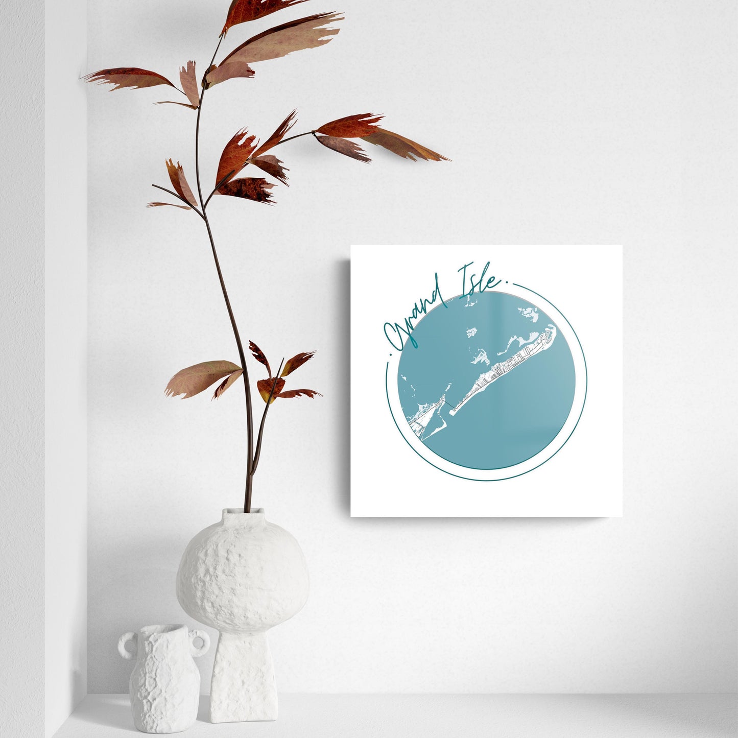 Blue White Grand Isle Circle Map | Hi-Def Glass Art | Eaches | Min 2