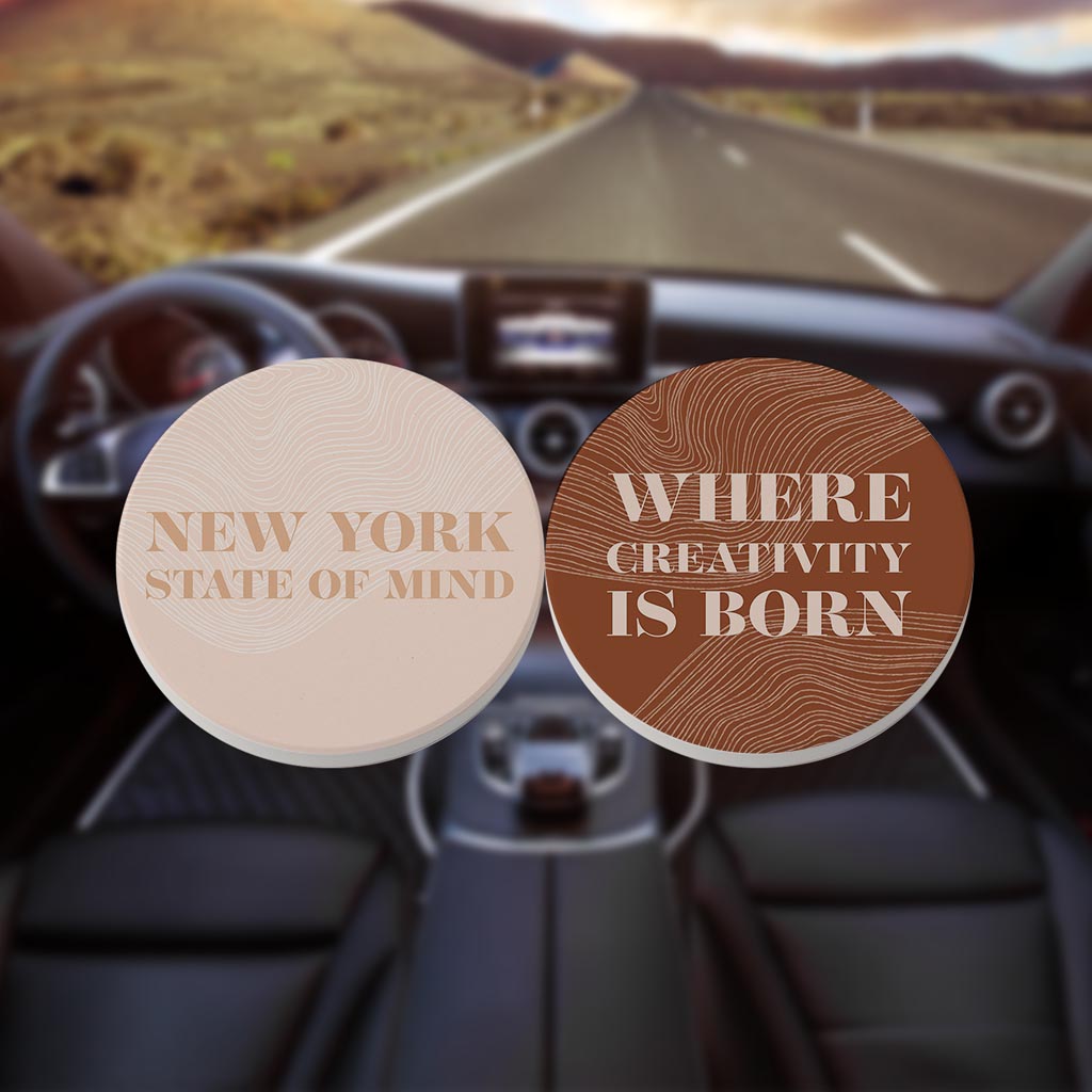 Modern Minimalist New York Quips | Absorbent Car Coasters | Set of 2 | Min 4