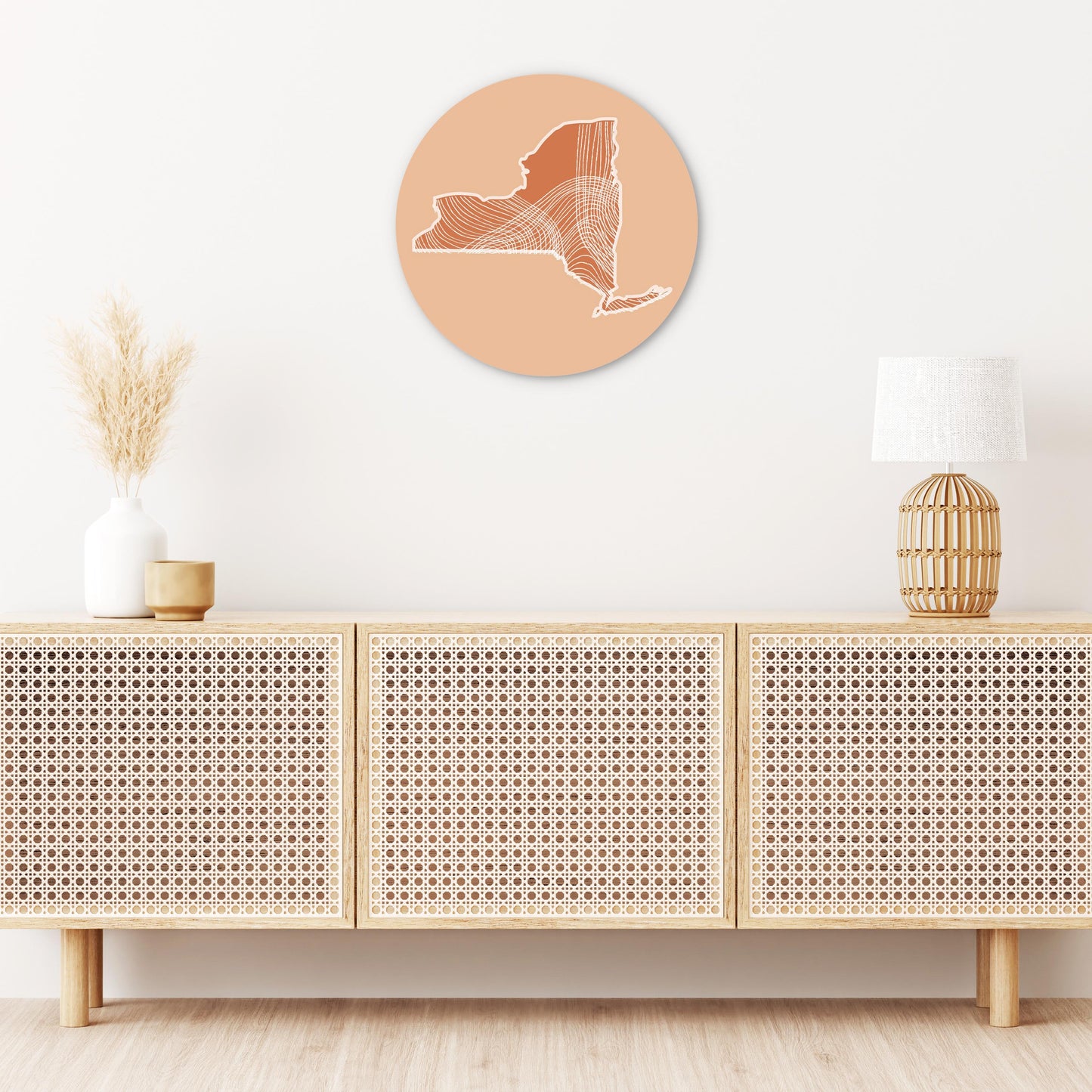 Modern Minimalist New York State Fluid Lines Light | Wood Sign | Eaches | Min 1