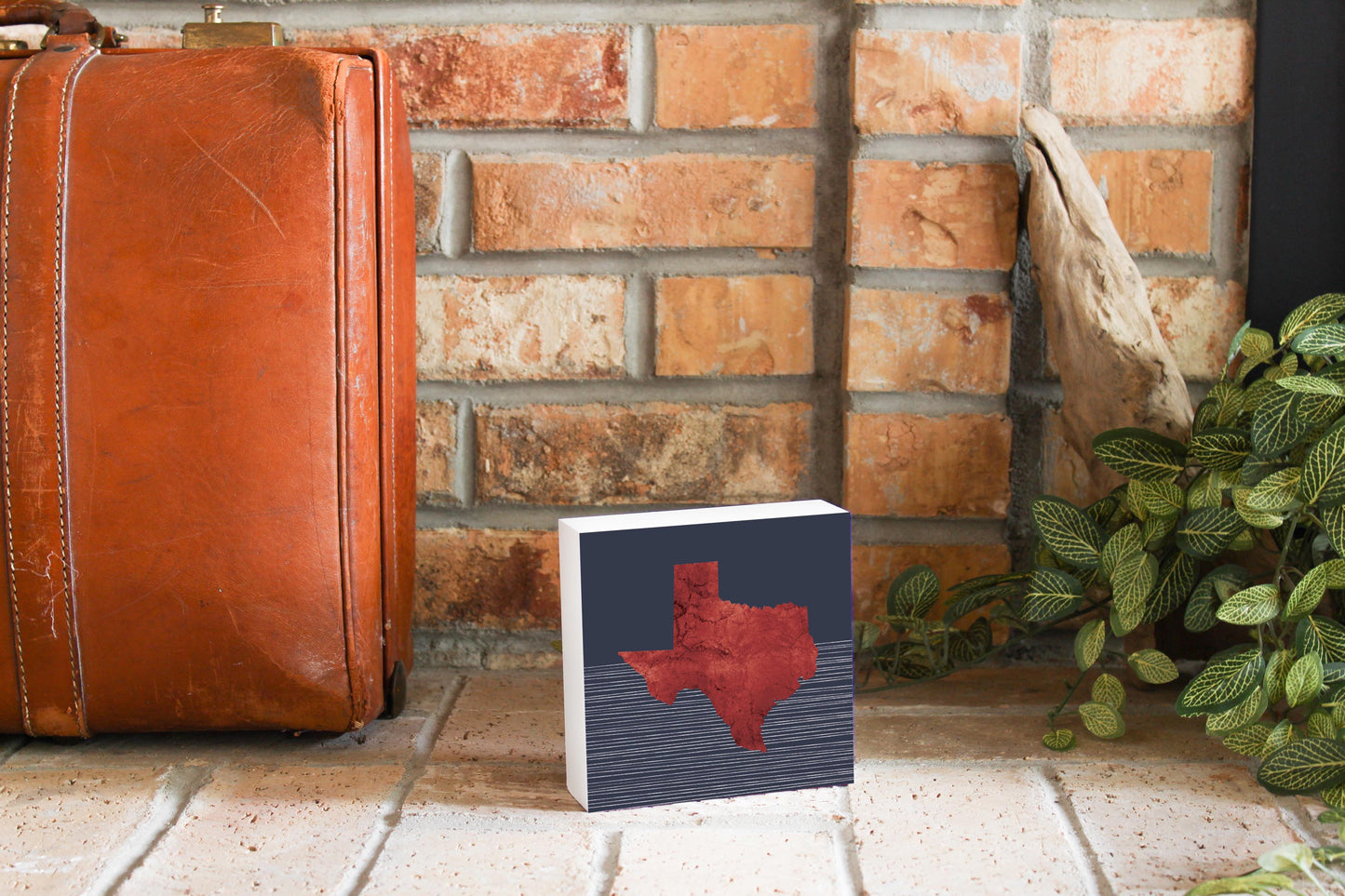 Modern Minimalist Texas Straight Line State Shape | Wood Block | Eaches | Min 4
