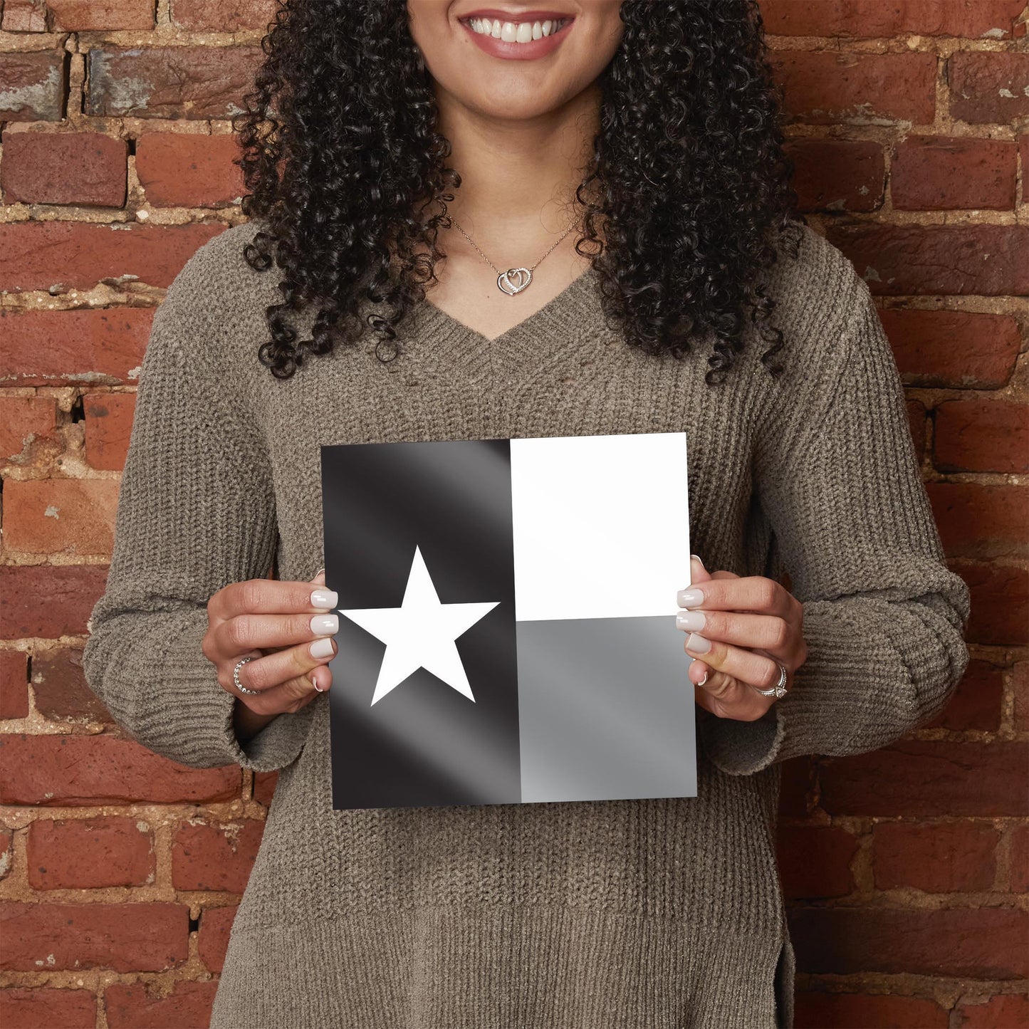 Minimalistic B&W Texas State Flag | Hi-Def Glass Art | Eaches | Min 2