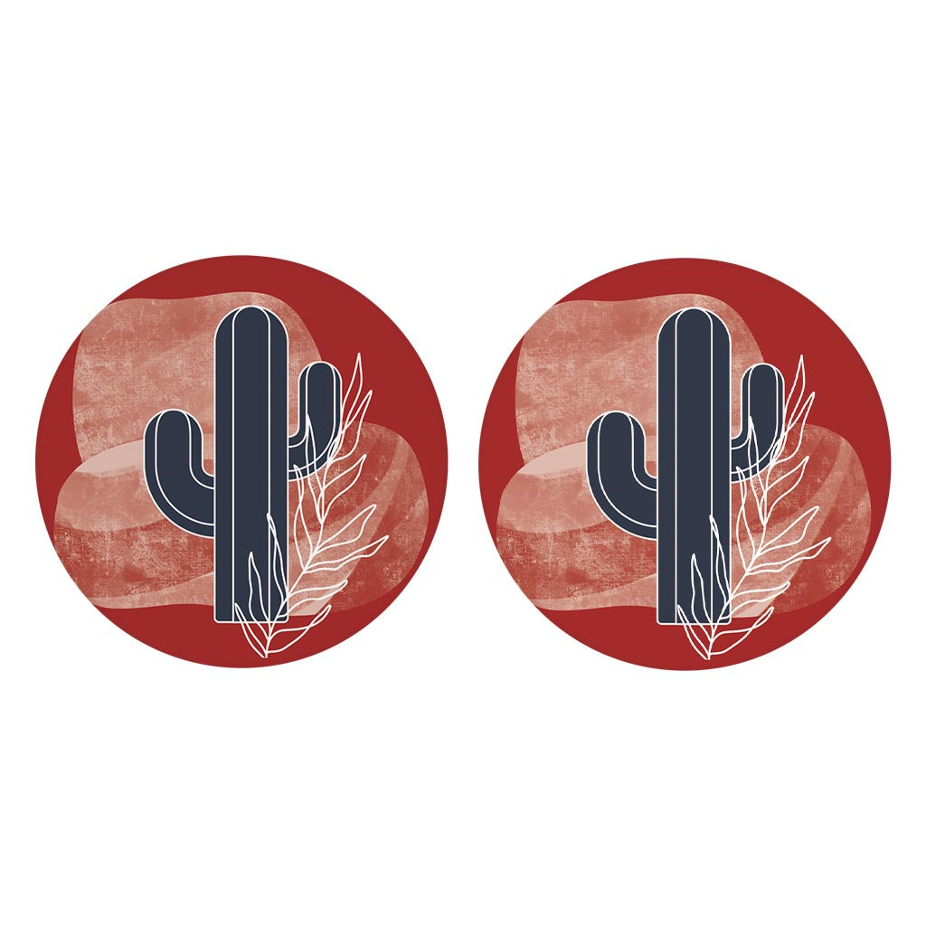 Modern Minimalist Texas Colors Cactus| Absorbent Car Coasters | Set of 2 | Min 4