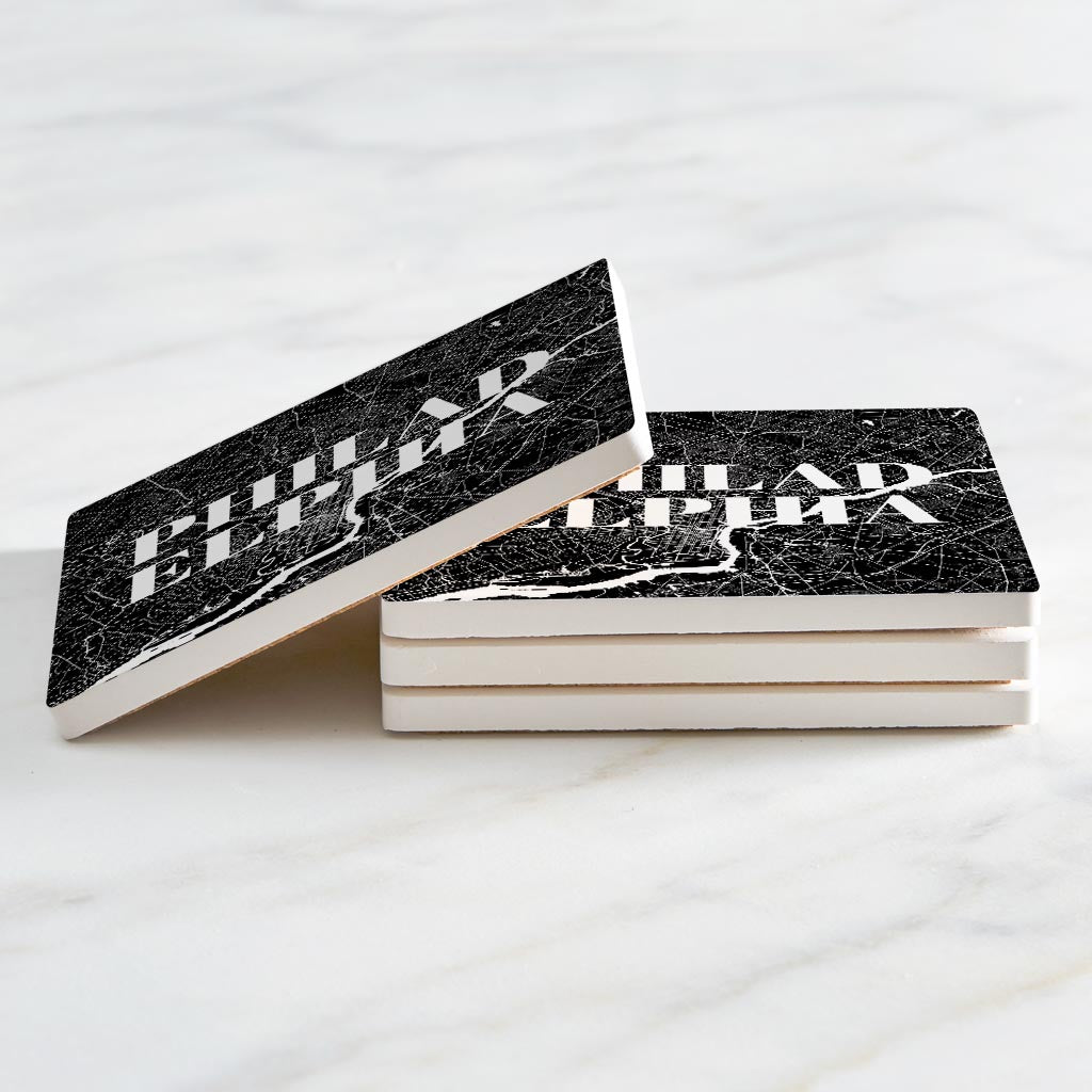 Minimalistic B&W Pennsylvania Philadelphia Map | Absorbent Coasters | Set of 4 | Min 2
