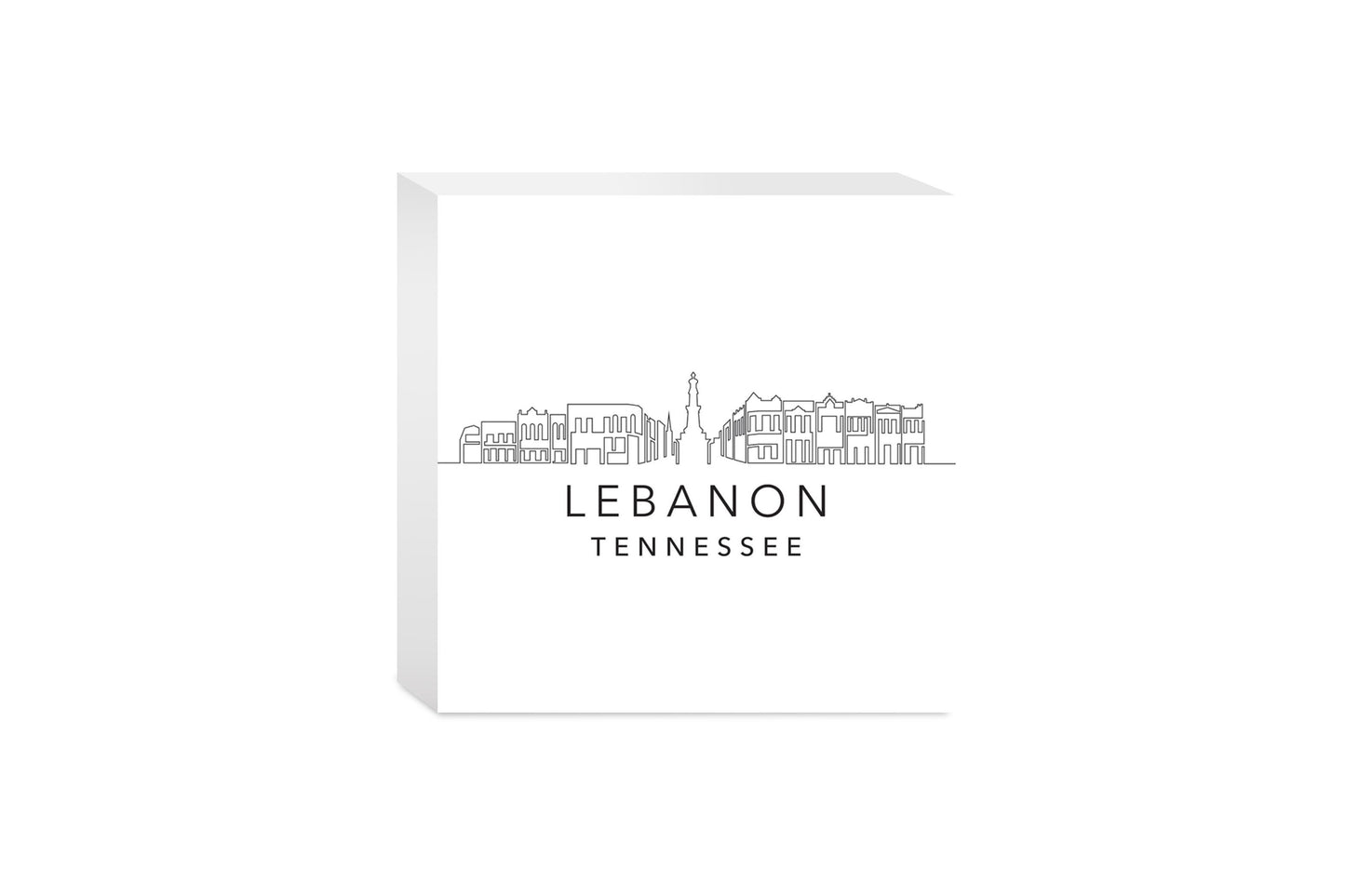 Minimalist B&W Tennessee Lebanon Skyline | Wood Block | Eaches | Min 4