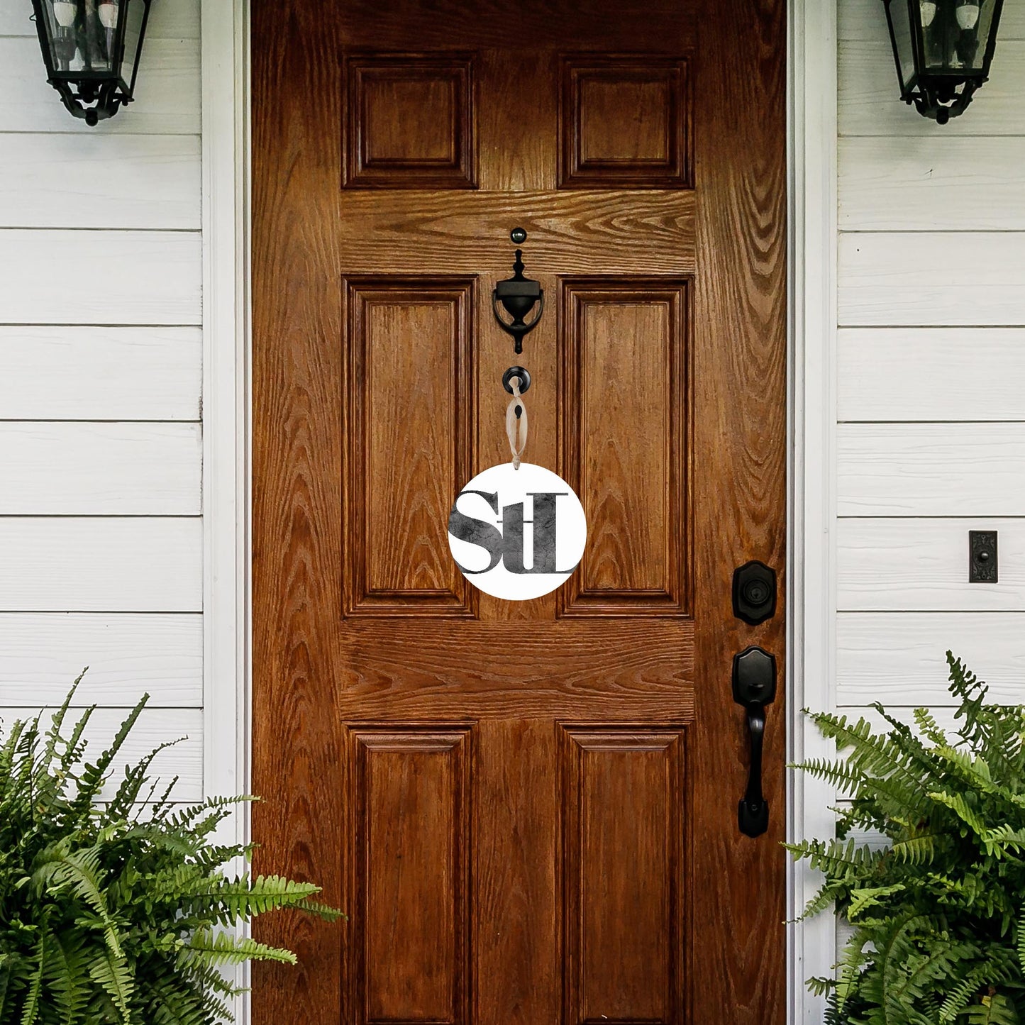Minimalist B&W Missouri St Louis White Initials | Wood Ornament | Eaches | Min 1
