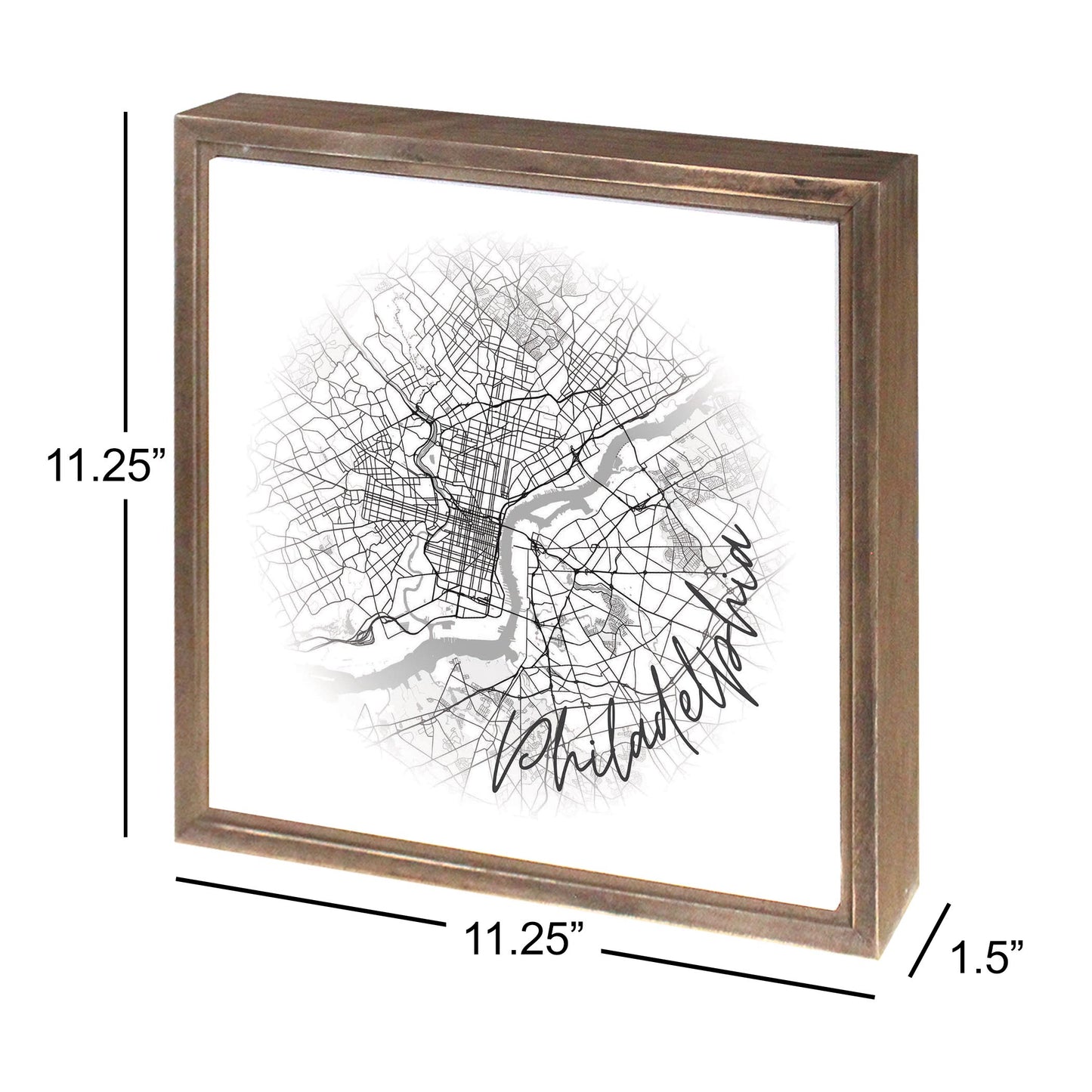 Minimalistic B&W Pennsylvania Philadelphia Circle Map | Wood Sign | Eaches | Min 1