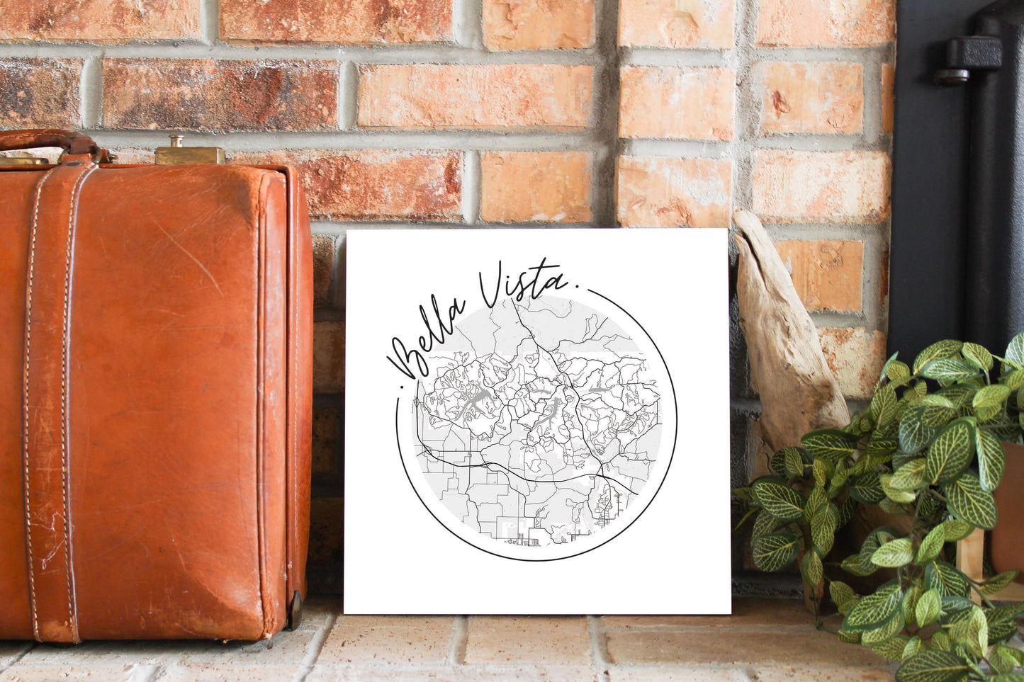 Minimalist B&W Arkansas Bella Vista Circle Map | Wood Sign | Eaches | Min 2